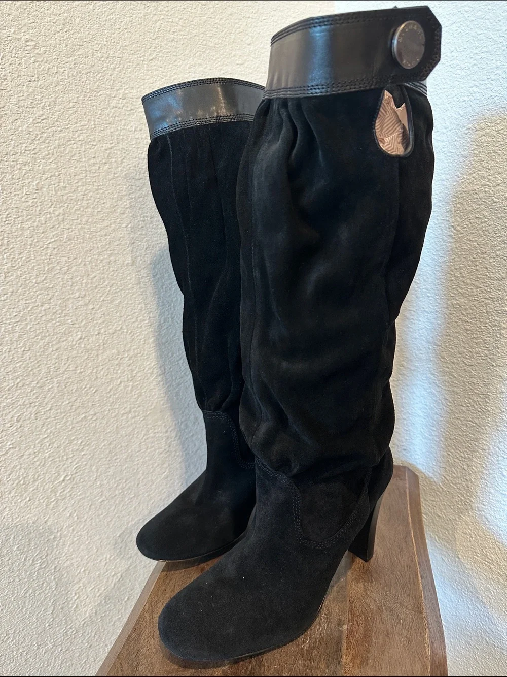 Michael Kors Black Suede Slouch Knee-High Boots Size 9